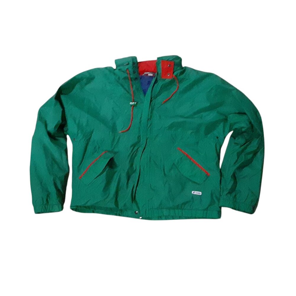 K-Way Windbreaker Jacket Men Size Medium/8 Hooded Packable Vintage Flaw
